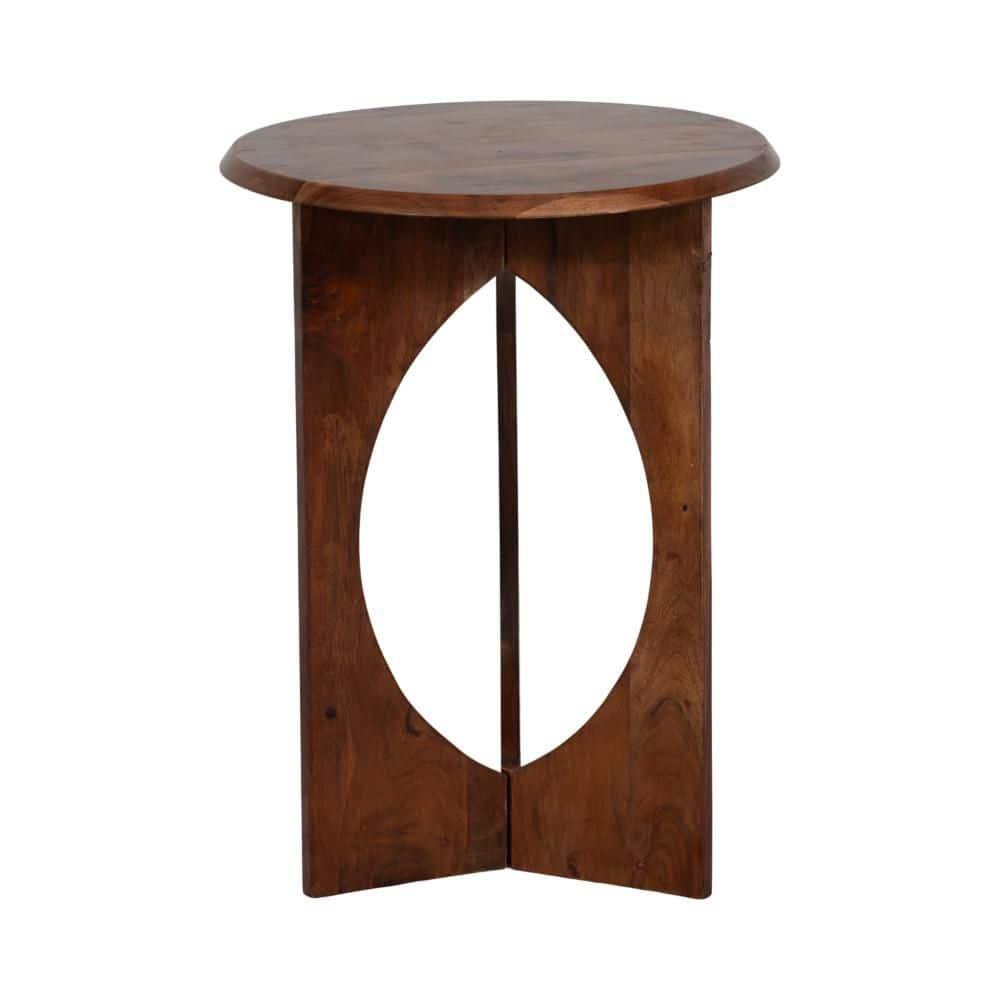 24"H Natural Acacia Wood Simple Pedestal Side Table with Minimalist Design and Ample Display Space for Living Room or Bedroom Decor