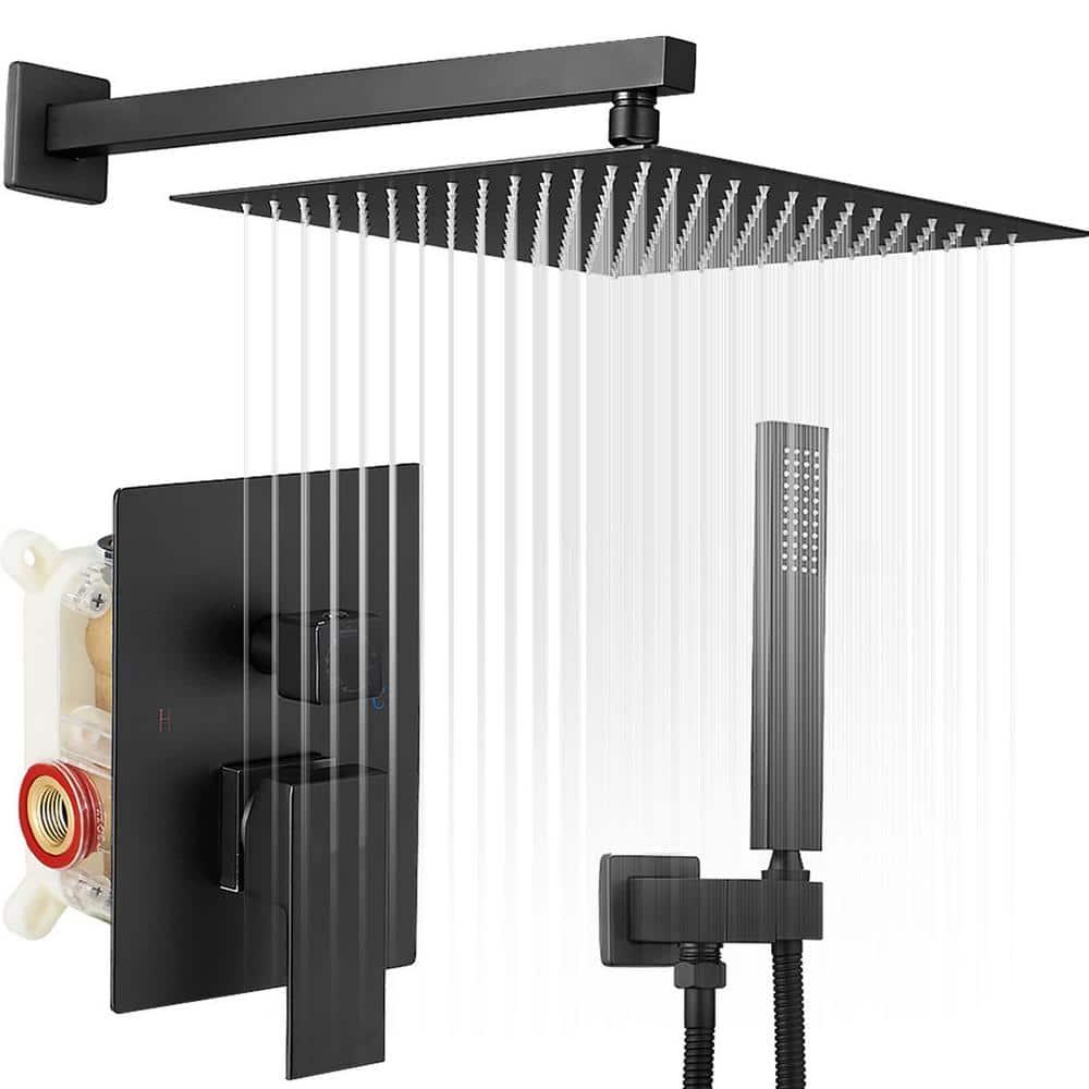 Single Handle 2-Spray Square High Pressure Shower Faucet with 16" Shower Head