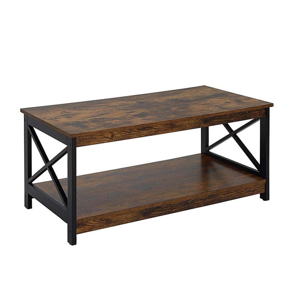 Convenience Concepts Oxford Coffee Table with Shelf, Barnwood/Black
