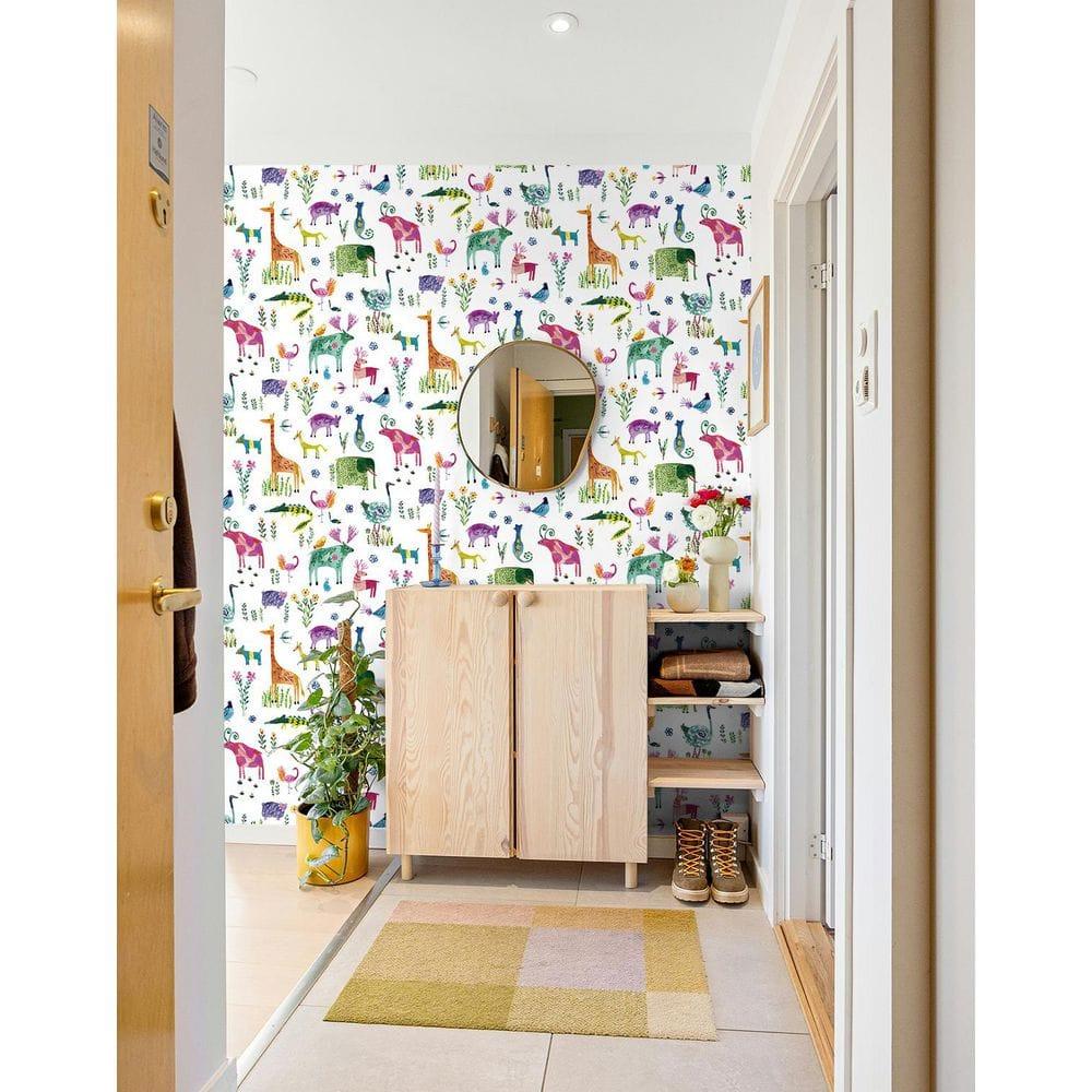 Harry & Grace Off-White Animals Peel and Stick Wallpaper - 20.5 in. W x 18 ft. L Roll