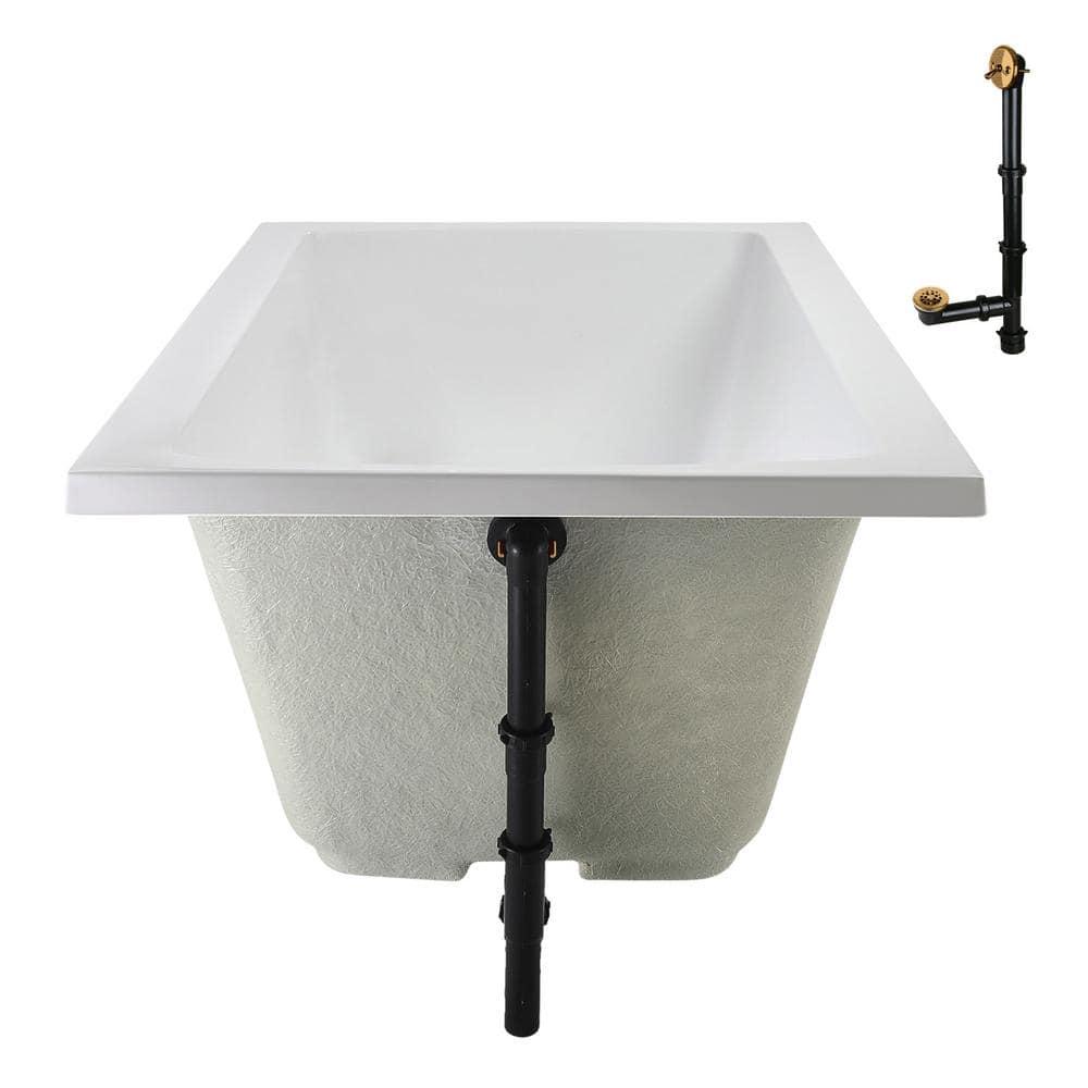 60'' x 32'' Acrylic Soaking Drop-In Bathtub, Drain Included