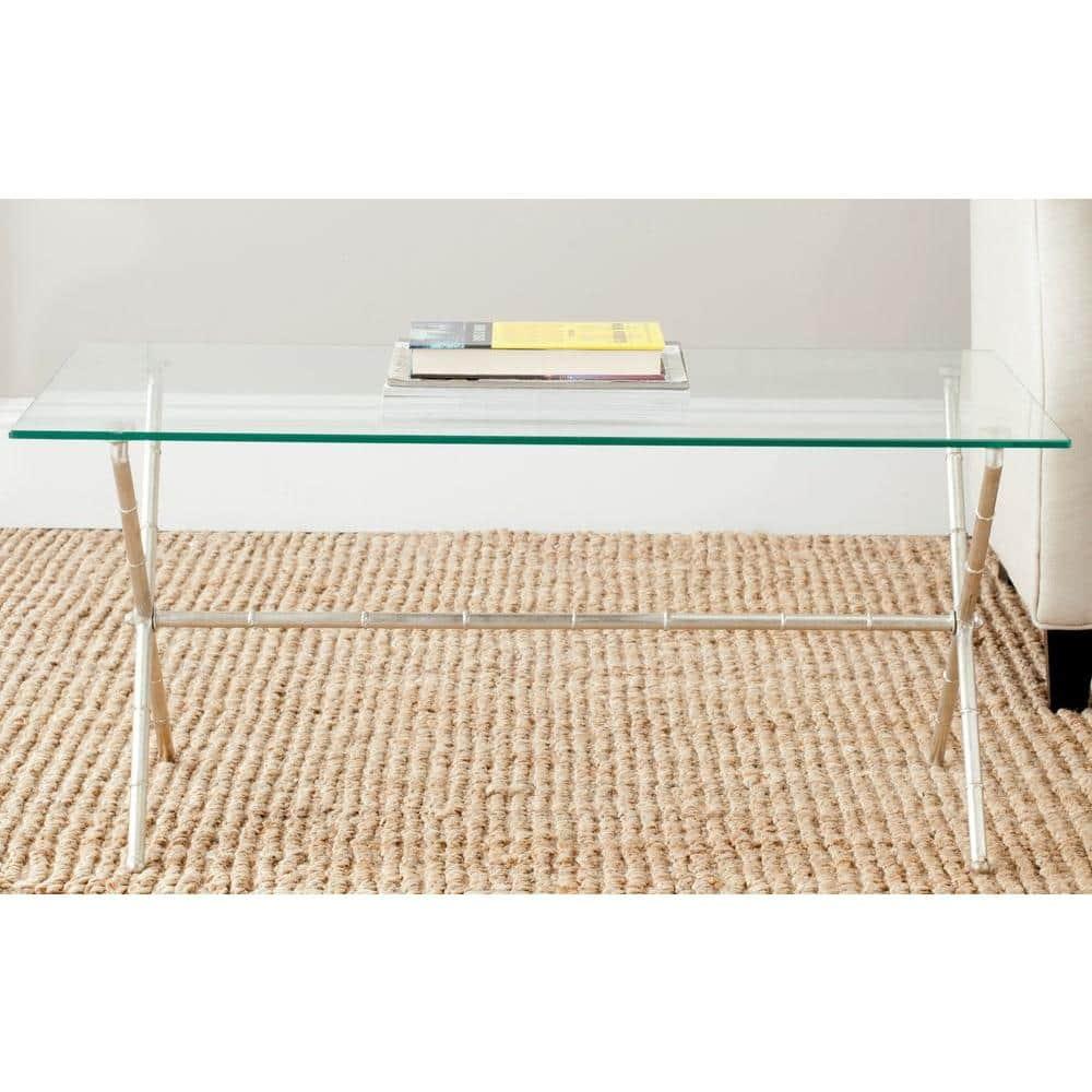 Brogen Coffee Table - Silver/Clear Glass - Safavieh