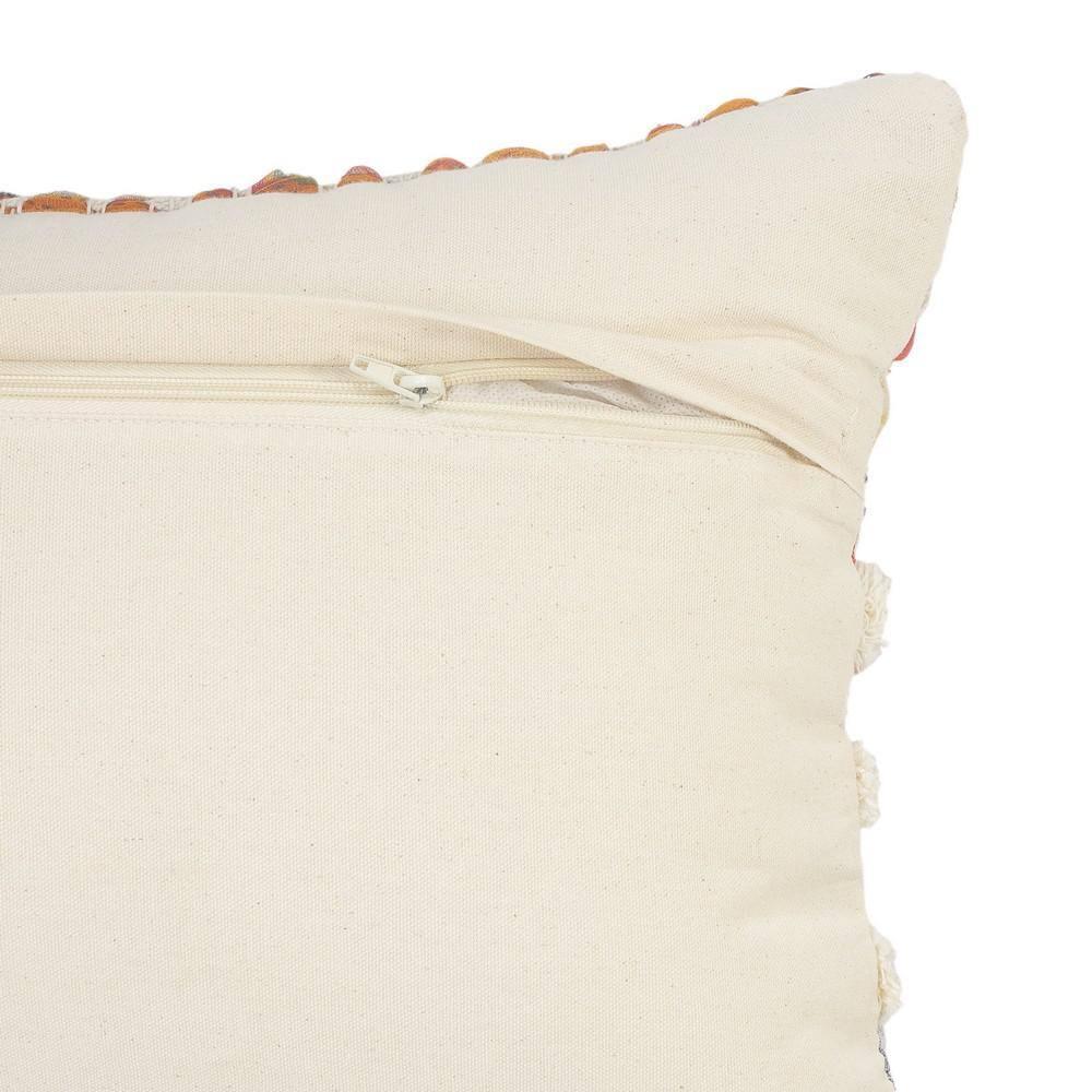 Evette Rios Dahlia Bohemian Multicolor Chevron Striped Chindi Handmade Pillow