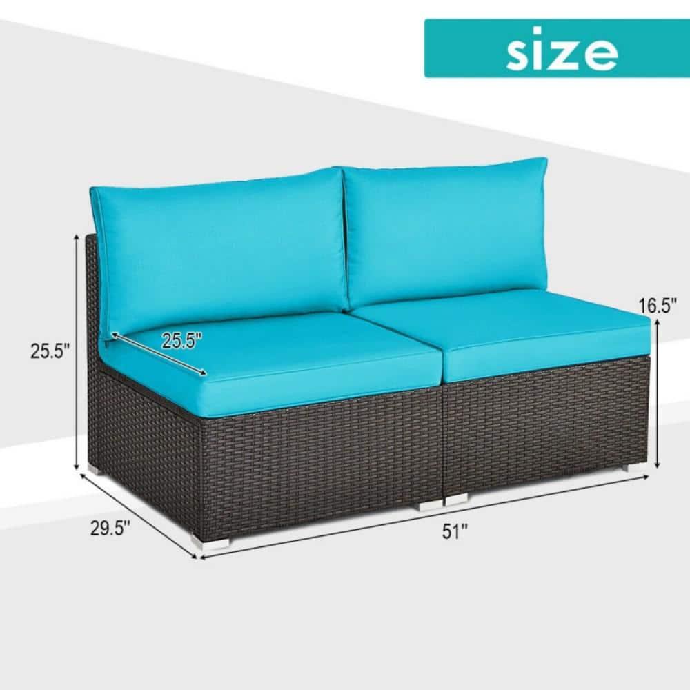 Ivy Bronx Howells 2 Pieces Patio Rattan Armless Sofa Set with Cushions (Set of 2)