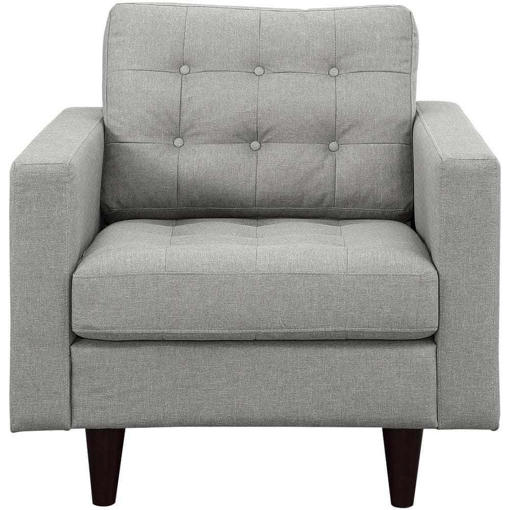 Modway Empress Upholstered Fabric Armchair in Light Gray