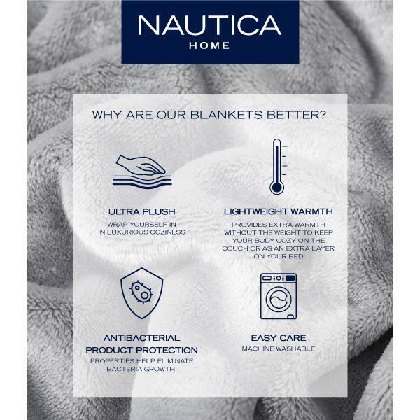 Nautica Solid Ultra Soft Plush Fleece Blanket