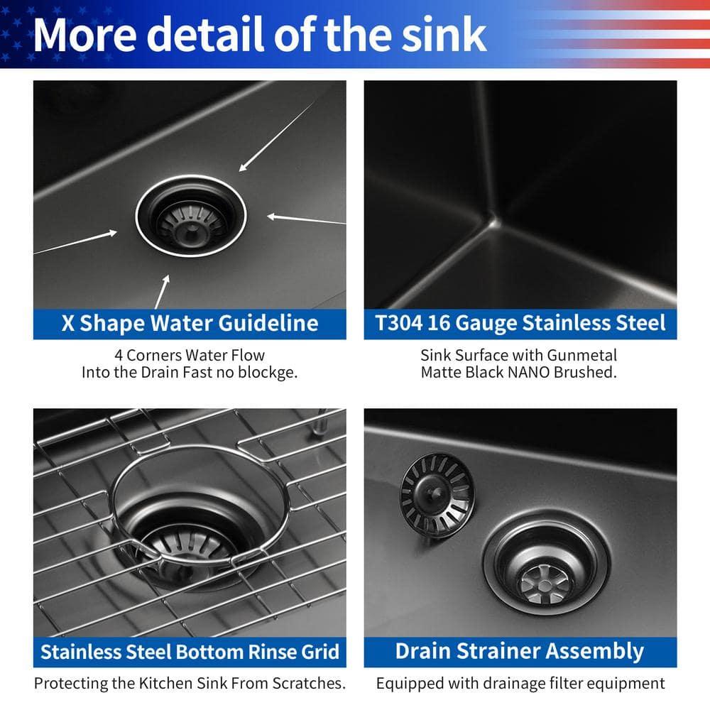 33'' L Undermount Double Bowl Stainless Steel Kitchen Sink