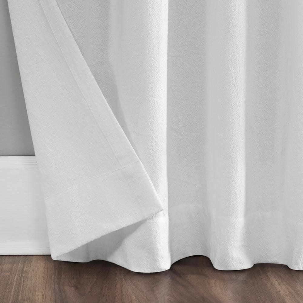 52"X63" Archaeo Light Filtering Washed Cotton Twist Tab Curtain Panel White: Modern Window Treatment, Machine Washable