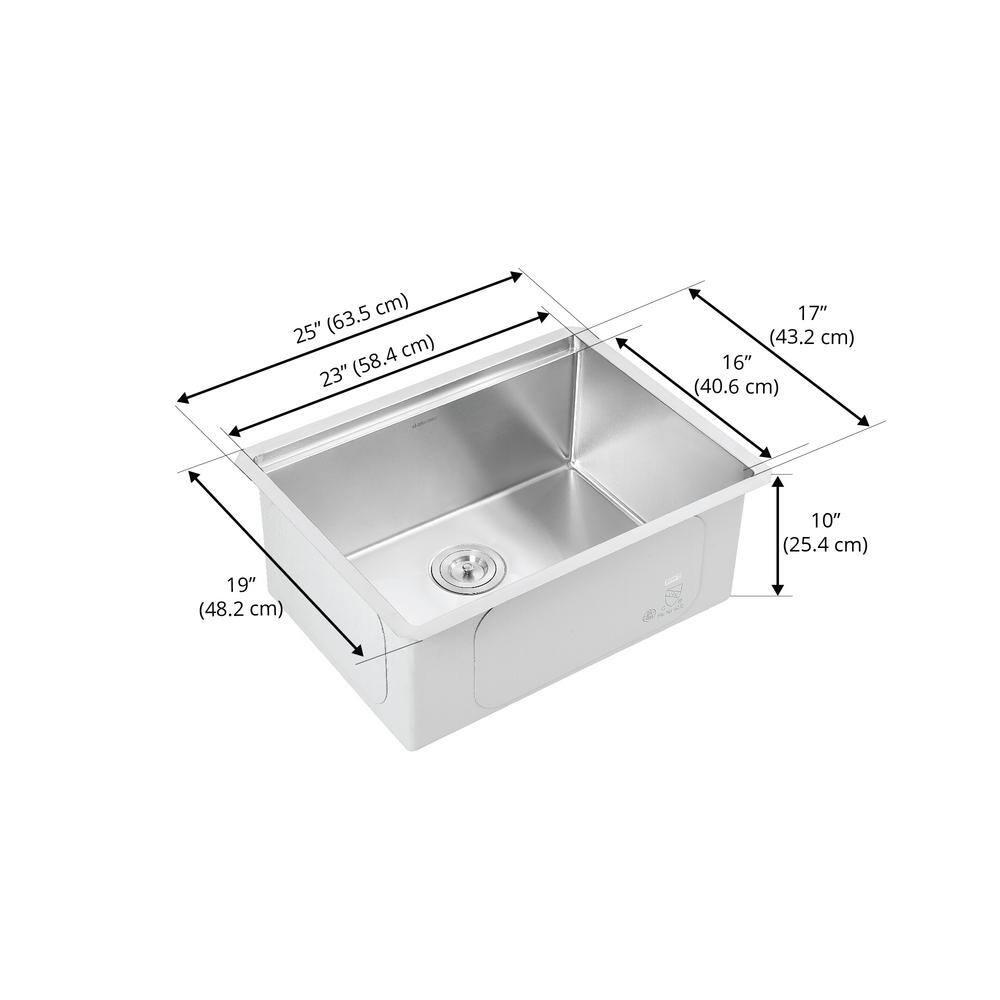 Ancona  25 in. Handmade Undermount Single Bowl Workstation Kitchen Sink