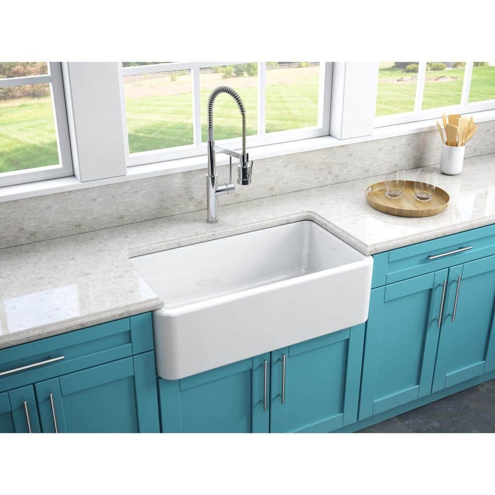 Latoscana LFS3318W 33 in. Fireclay Single Bowl Kitchen Sink