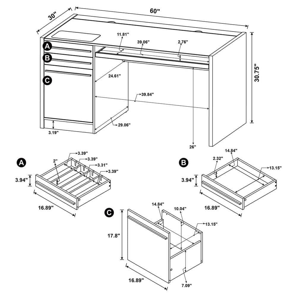 Halston 3 Drawer Office Desk Cappuccino - Coaster
