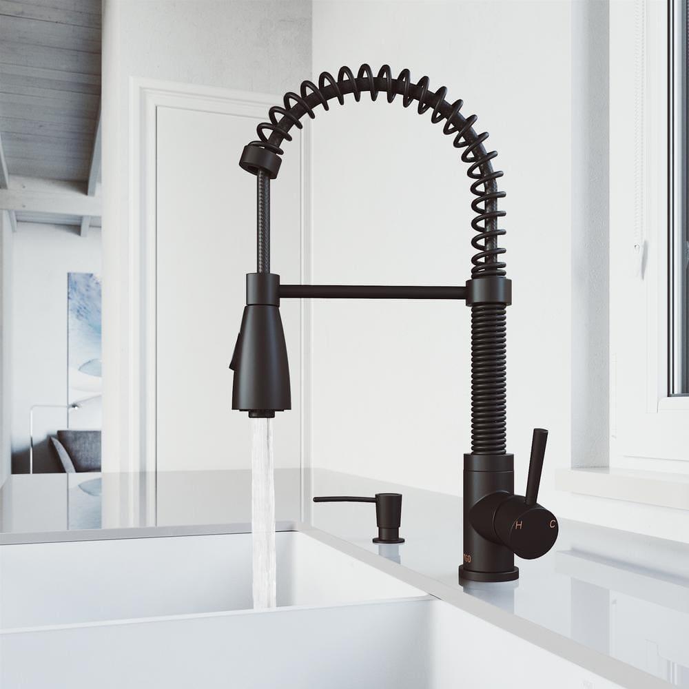Brant 19" H 1-handle Pull-Down 2-Function Sprayer Kitchen Faucet and Soap Dispenser