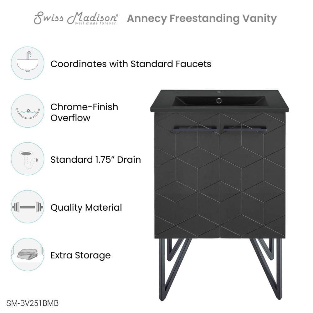 Annecy 24 In. Bathroom Vanity With Ceramic Sink Top