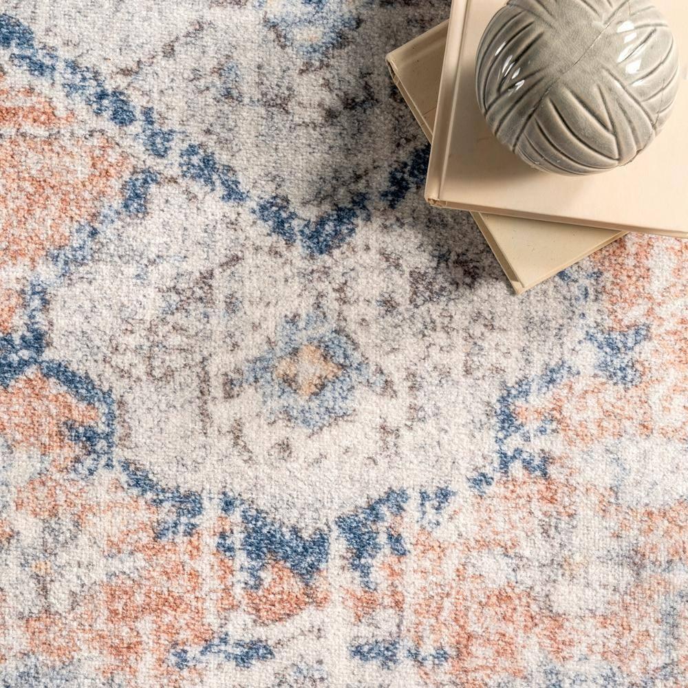 Nuloom Jacquie Pet Friendly Machine Washable Vintage Floral Area Rug, 8' x 10', Peach