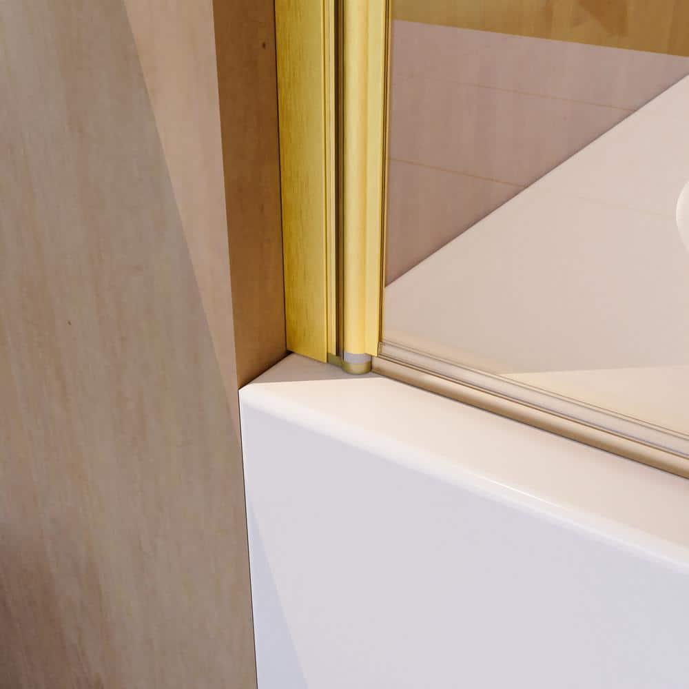 31"W x 55"H Frameless Folding Pivot Shower Tub Door Reversible Installation