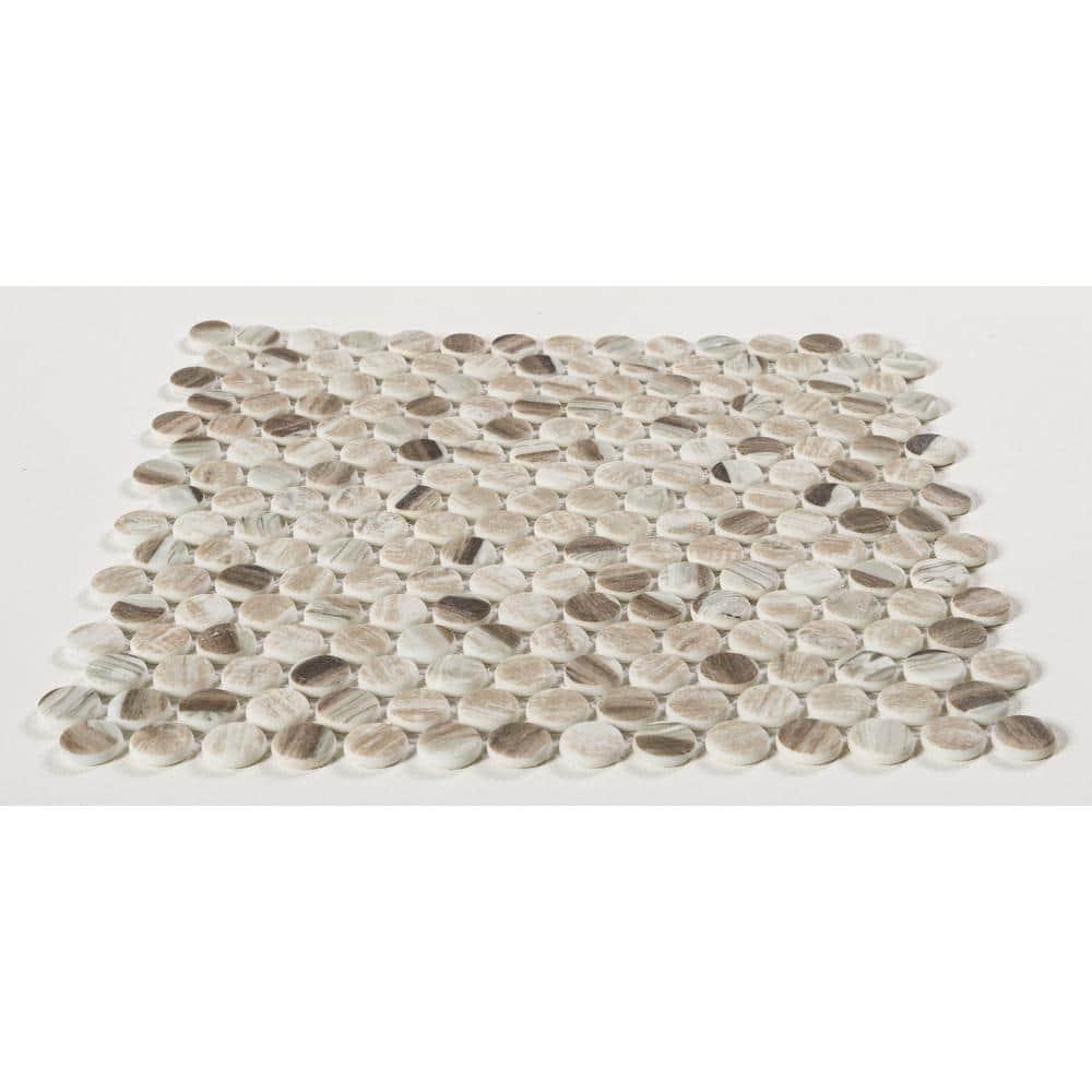 Dexo 1" Glass Penny Round Mosaic Kitchen Backsplash, Bathroom, Shower, Pool, Wall and Floor Tile