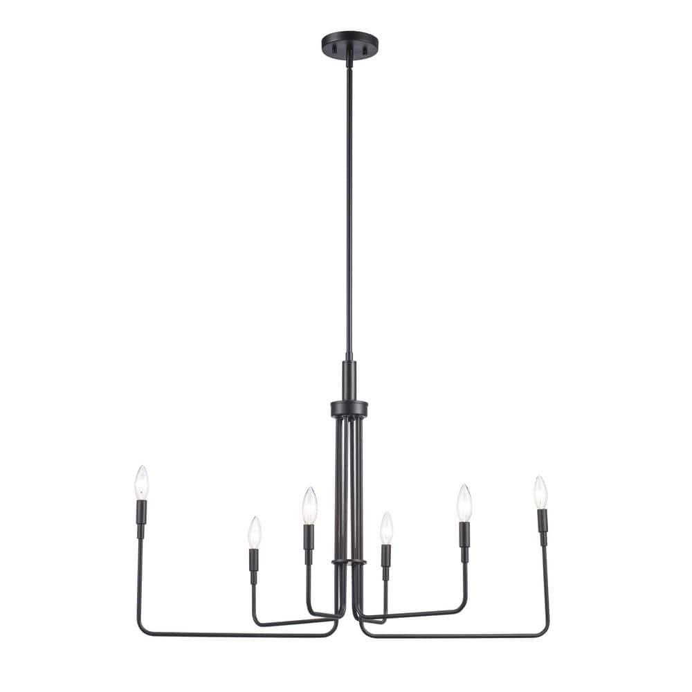 Charlotte 6-Light Black Candle Chandelier Light Fixture