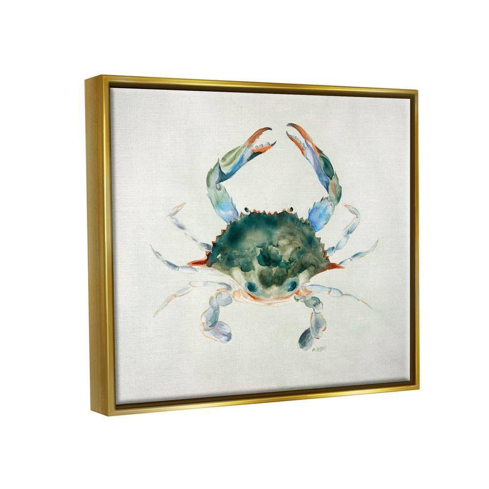 Stupell Industries " Blue Sea Crab Over Beige Soft Watercolors " by Melissa Hyatt LLC Painting Print