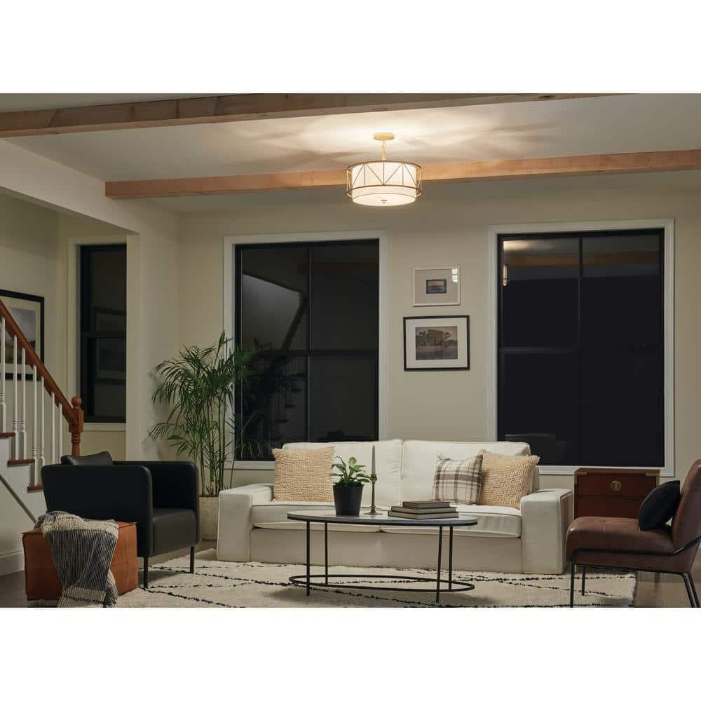 52075CLG-Kichler Lighting-Birkleigh - 3 Light Convertible Semi-Flush Mount In Art Deco Style-9.5 Inches Tall-Classic Gold Finish