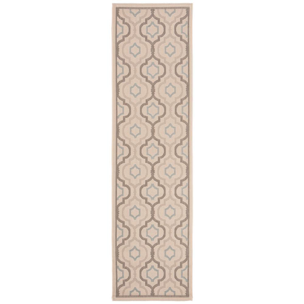 Courtyard CY7938 Power Loomed Indoor and Outdoor Runner Rug - Beige/Dark Beig - 2'3"x12' - Safavieh