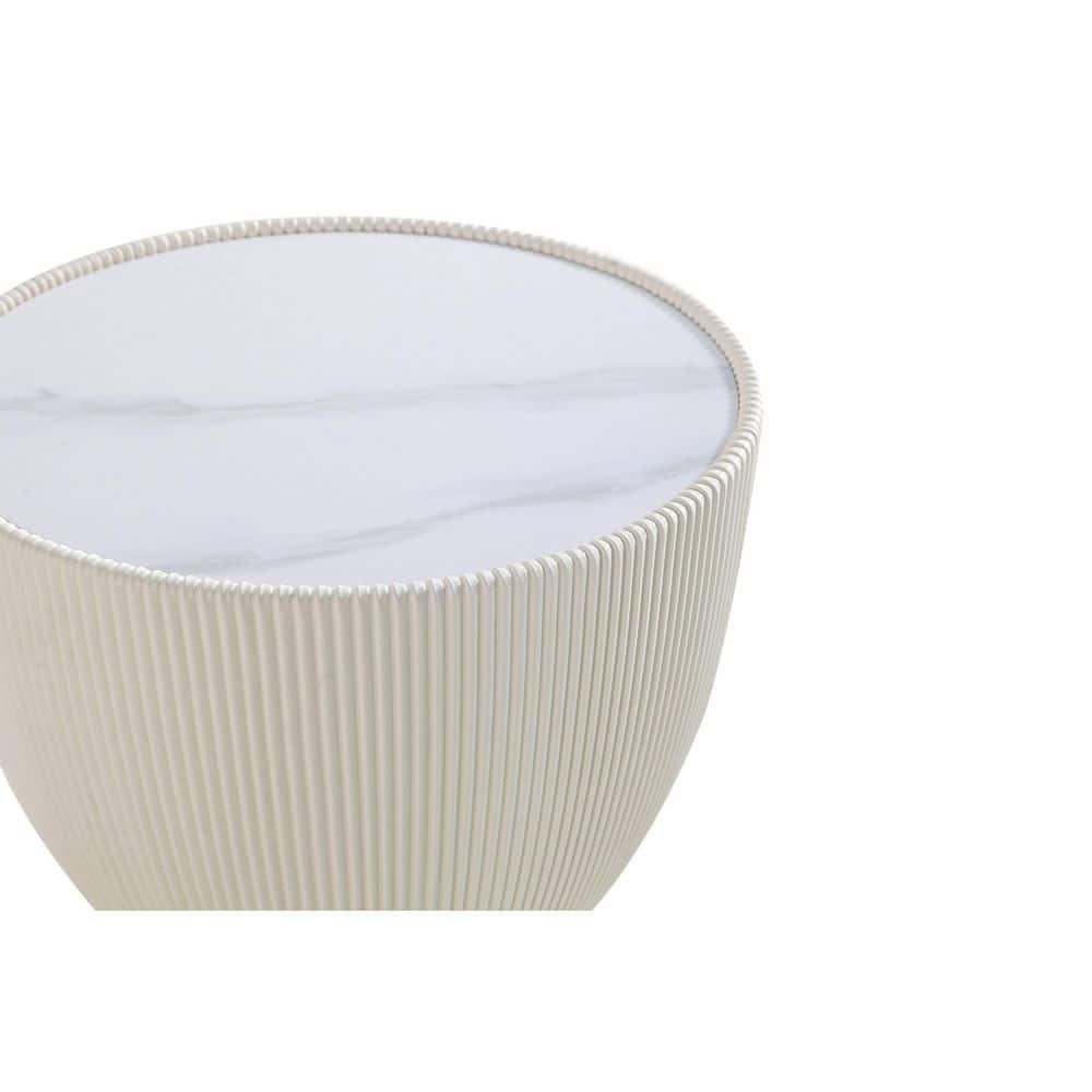 Manhattan Comfort 2pc Anderson Leatherette Upholstered Coffee Table and End Table Set Cream