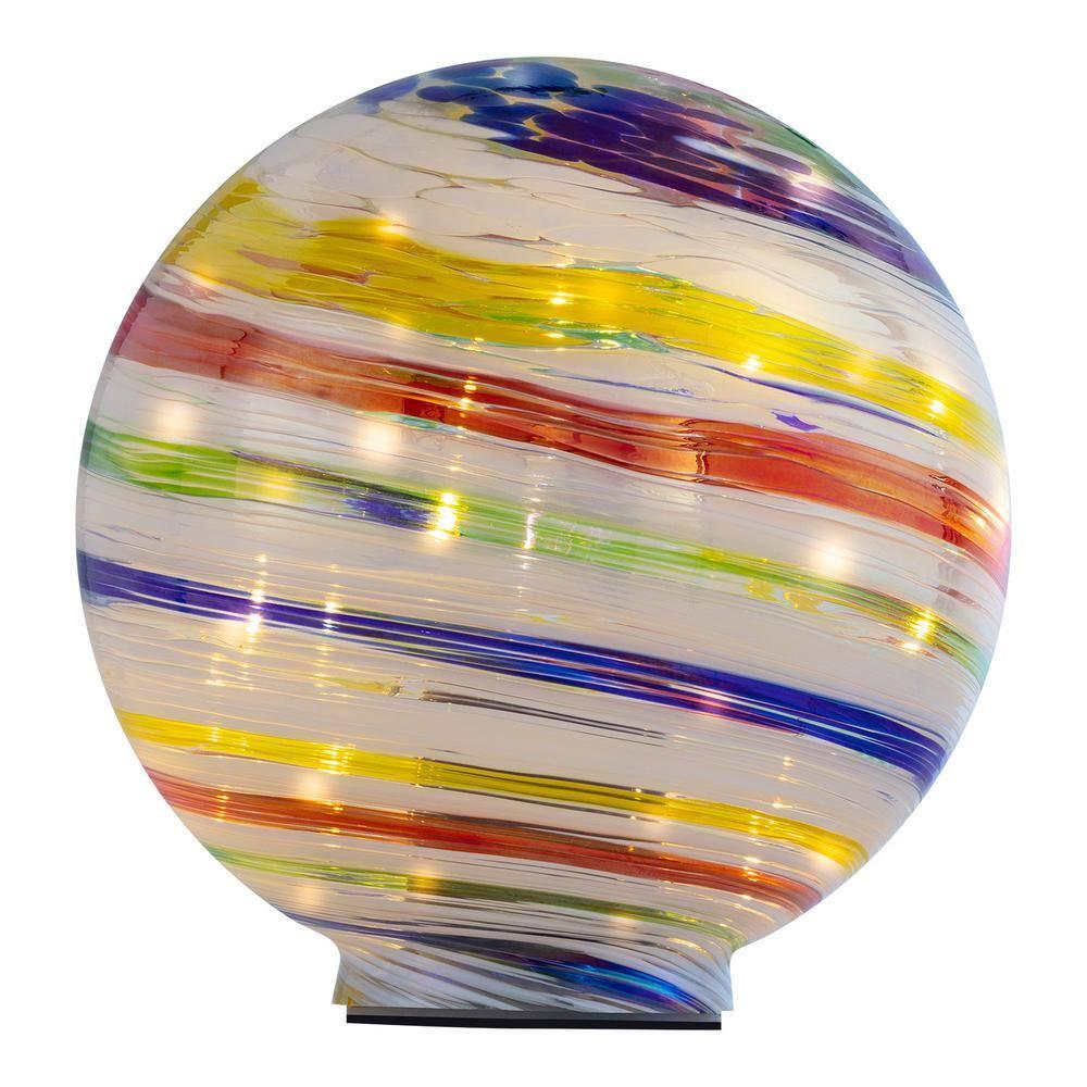 Alpine Corporation 10" Light up Glass Gazing Balls, Multicolor