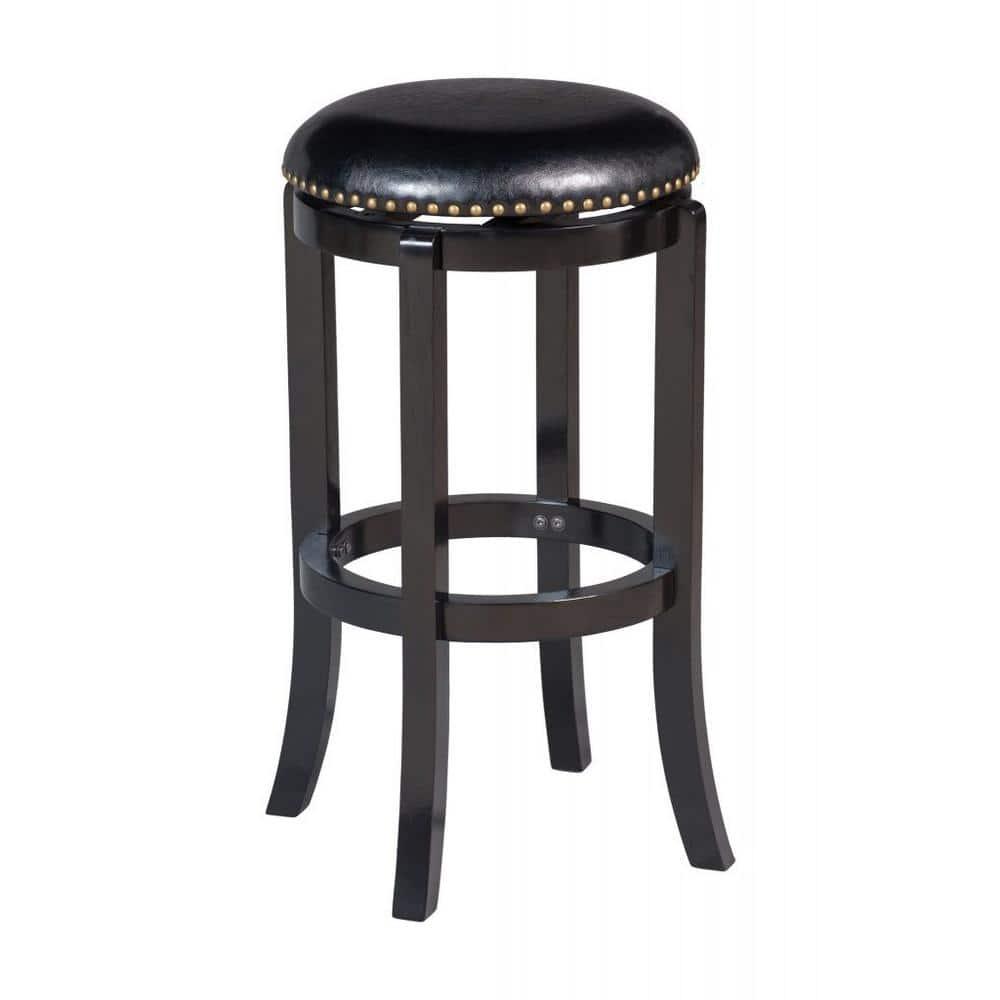 Boraam Cordova 24in. Backless Swivel Wood Counter Stool, Black Finish