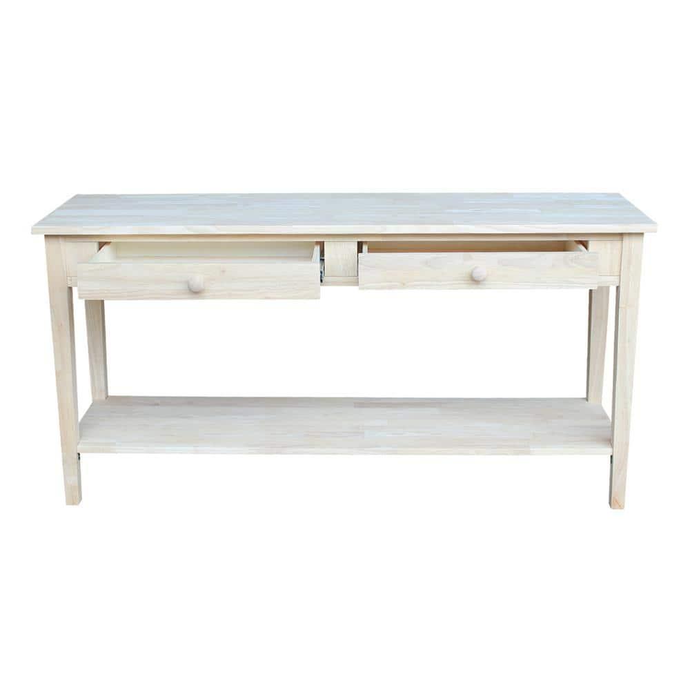 60" Spencer Extended Length Console Server Table Light Brown - International Concepts: Hardwood Foyer Storage