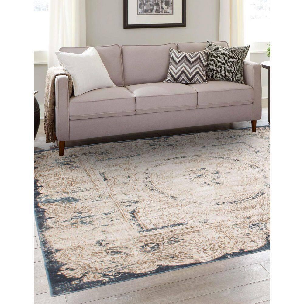 Unique Loom Chateau Collection Area Rug - Adams (7' 1" Square Cream/Brown)