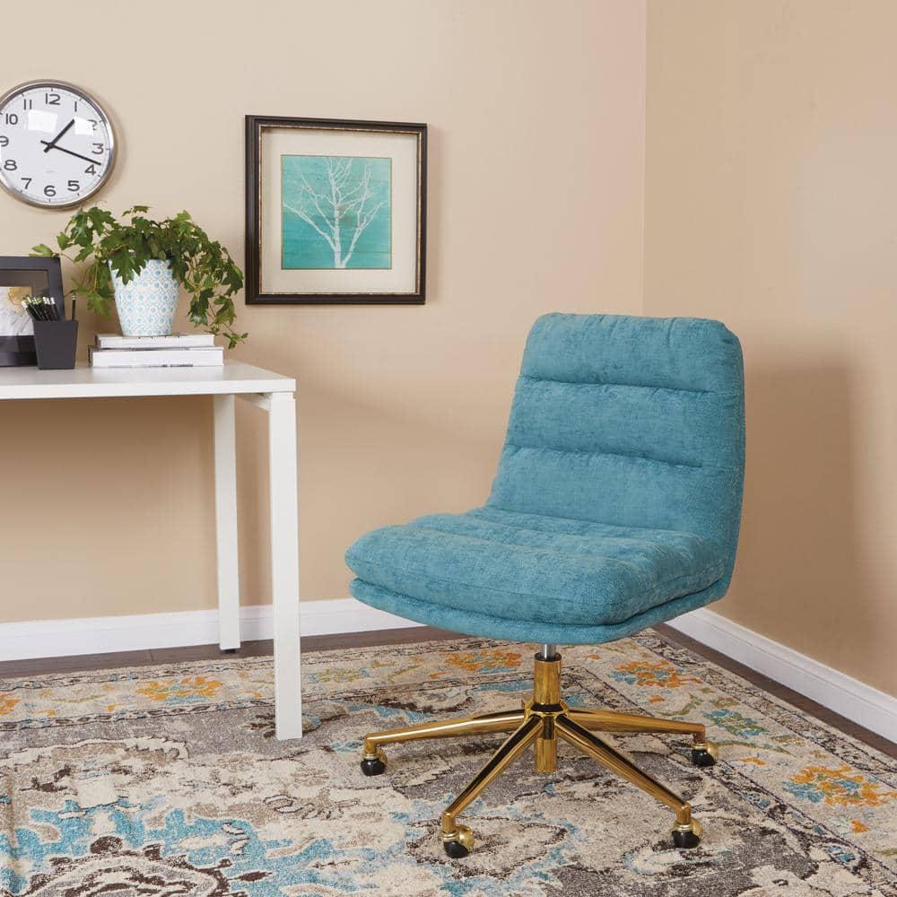 Legacy Office Chair in Sky Blue Fabric with Gold Base