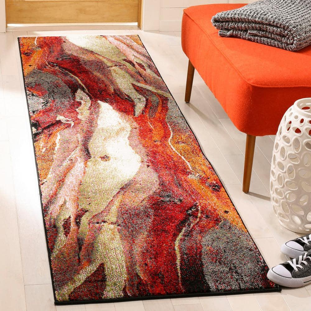 Glacier GLA126 Power Loomed Indoor Runner - Red/Multi - 2'3"x6' - Safavieh