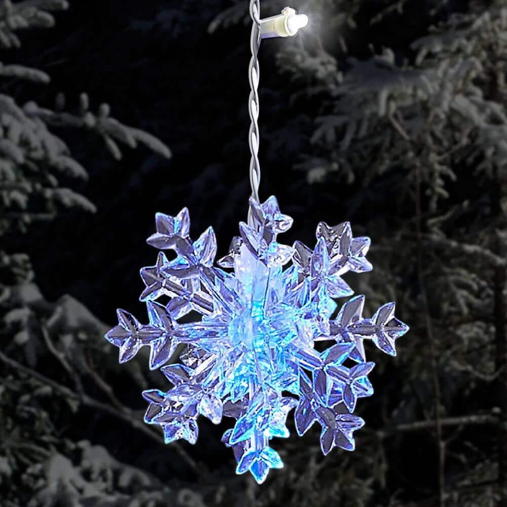 Home Accents Holiday 70-Light LED White Dome with Snowflakes Icicle Light Set