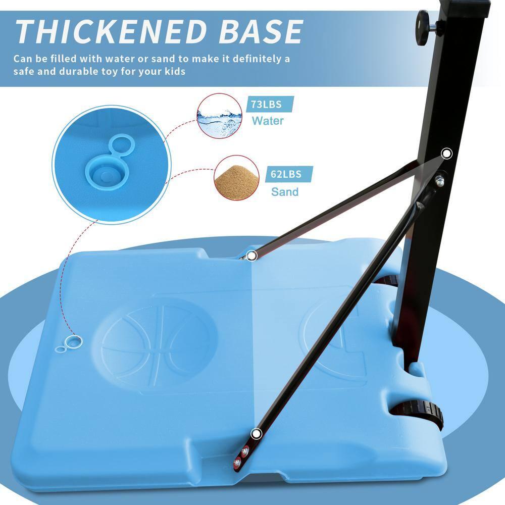 Adjustable Portable Basketball Hoop with Polycarbonate Backboard, 44 Inches, Blue