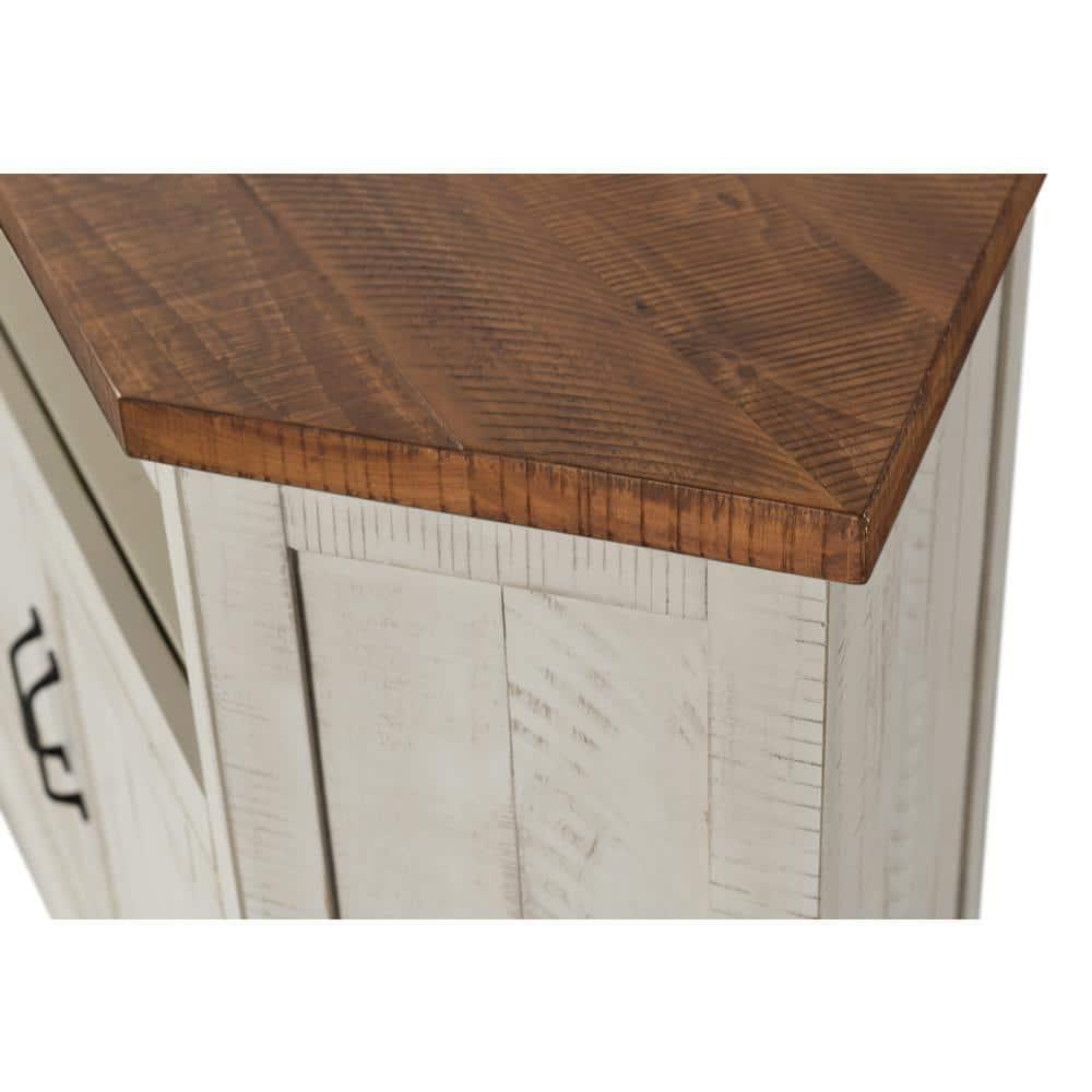 Martin Svensson Home Rustic Corner TV Stand for TVs up to 55", Antique White and Honey