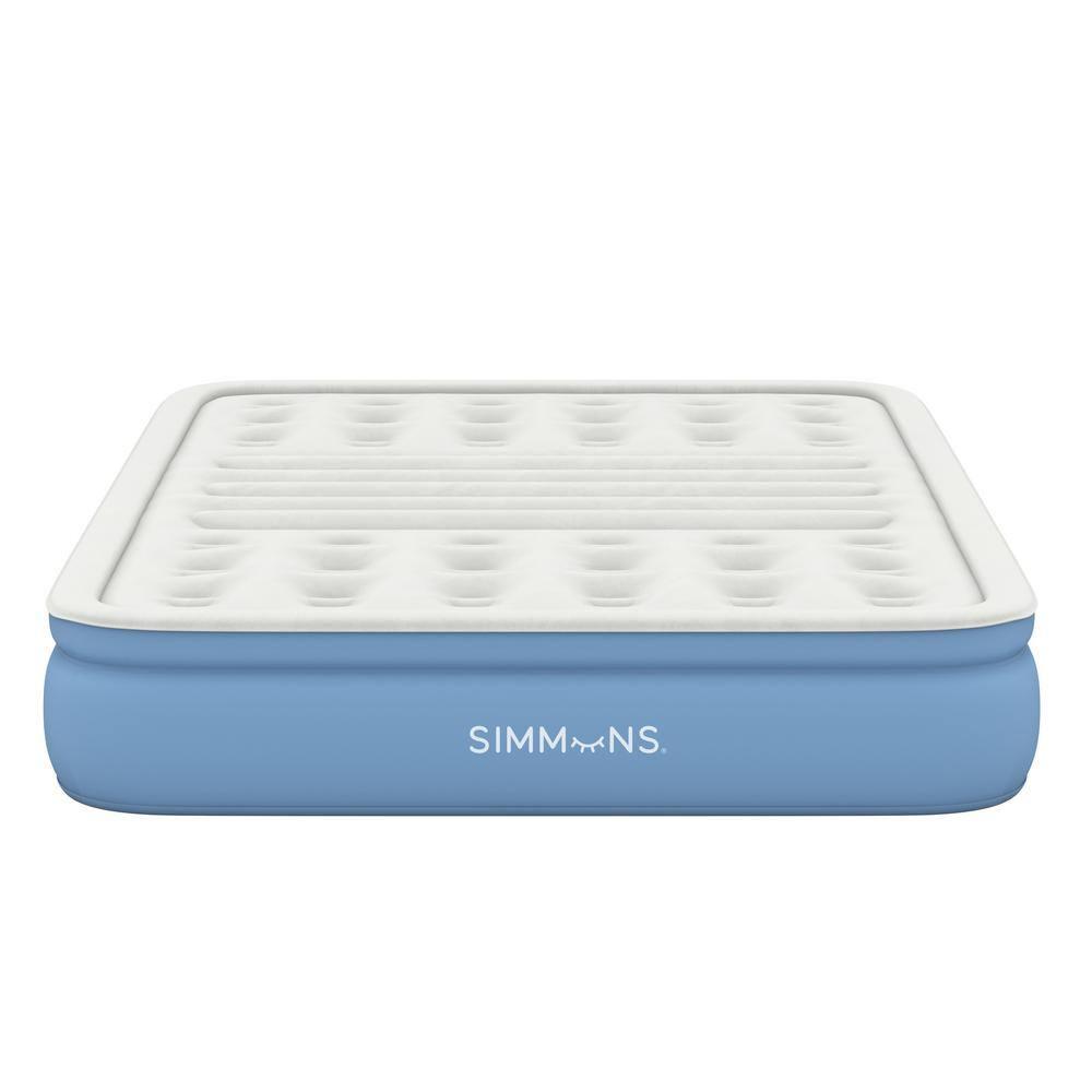 Simmons Lumbar Firm 12" Infltable Blow-up Air Bed Mattress with Built-in Pump Queen