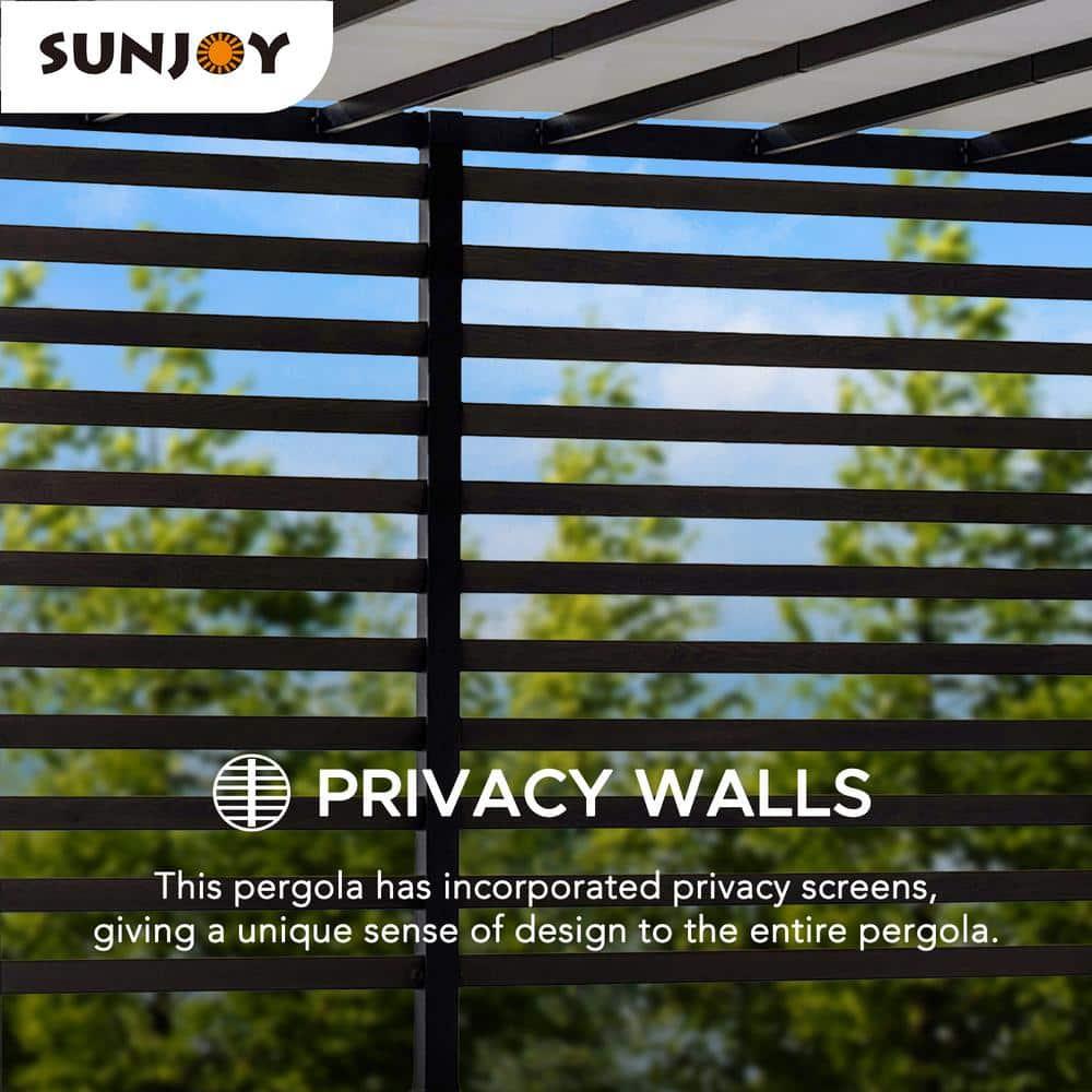 Sunjoy Sunjoy Outdoor Pergola 10 x 12 ft. Steel Pergolas with White Adjustable Shade and Privacy Screen for Backyard