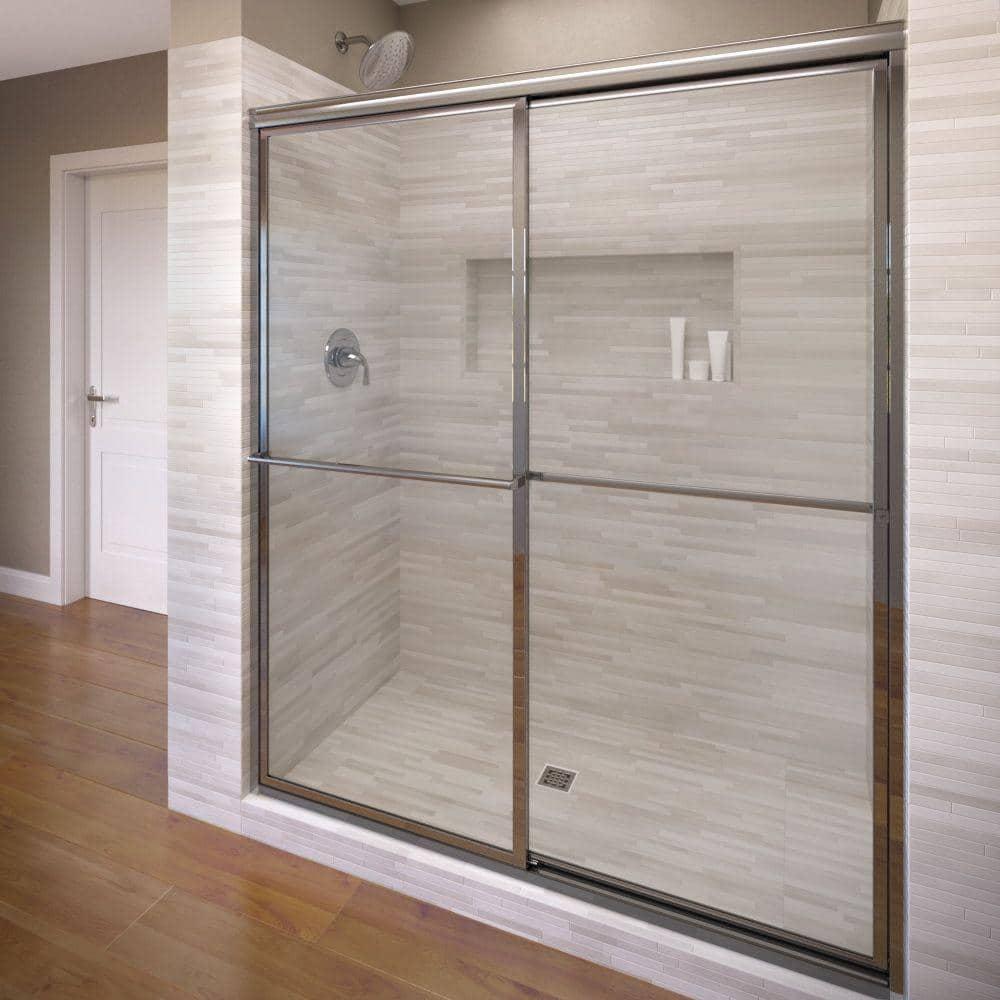Basco Deluxe 71.5" High x 59" Wide Bypass Framed Shower Door with Clear Glass