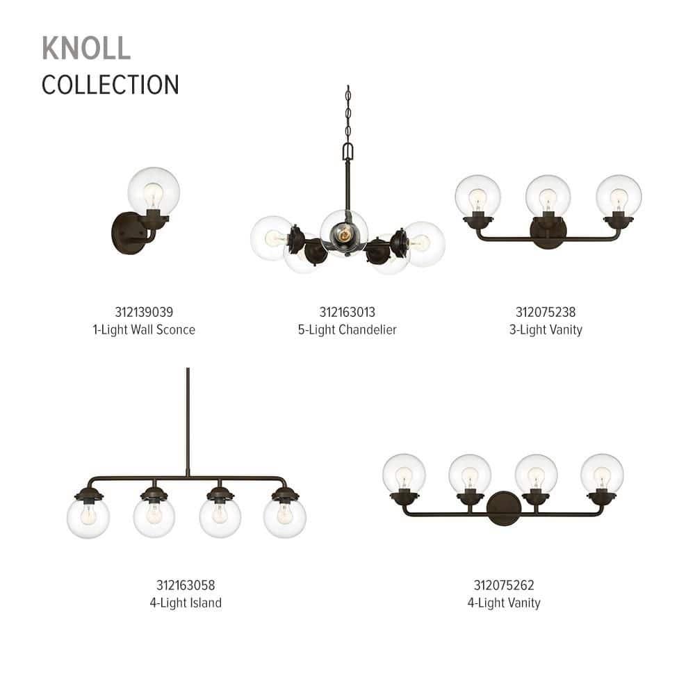 95985-ORB Knoll - Five Light Chandelier, Oil Rubbed Finish with Clear Glass