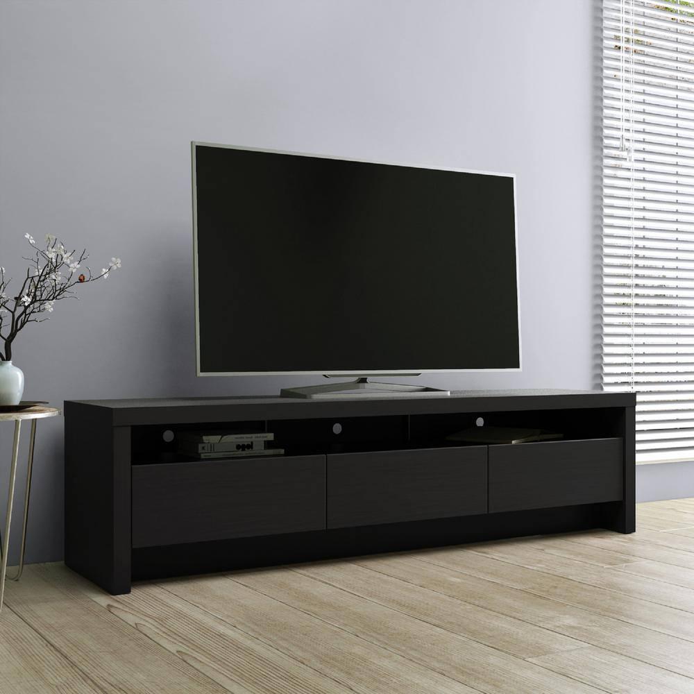 Sylvan TV Stand for TVs up to 60" Black - Manhattan Comfort: Modern Media Console with Cable Management & Storage