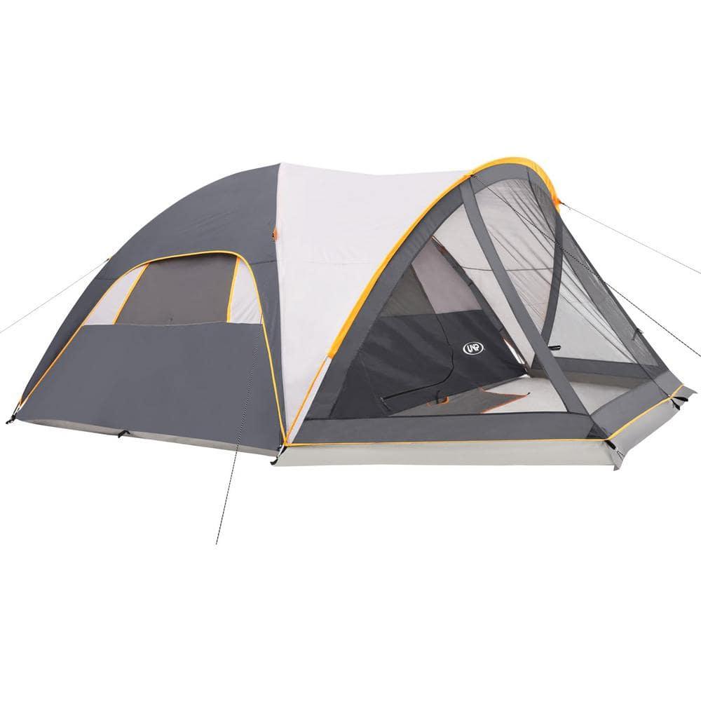 UNP Camping Tent with Screen Room, Portable 6 Person Camping Tent with Screen Porch, Family Dome Tent for Camping Outdoor - 14'x11'x72''(H)