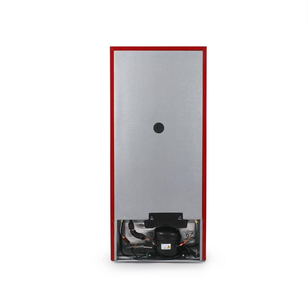 Retro Red Compact Refrigerator with True Freezer and Chrome Handles