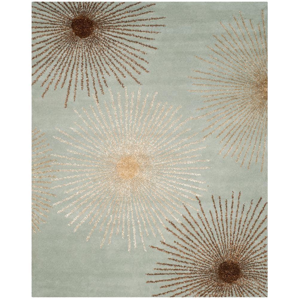 SAFAVIEH Soho Fiesta Celebration Wool Area Rug, Light Blue/Multi, 8' x 10'