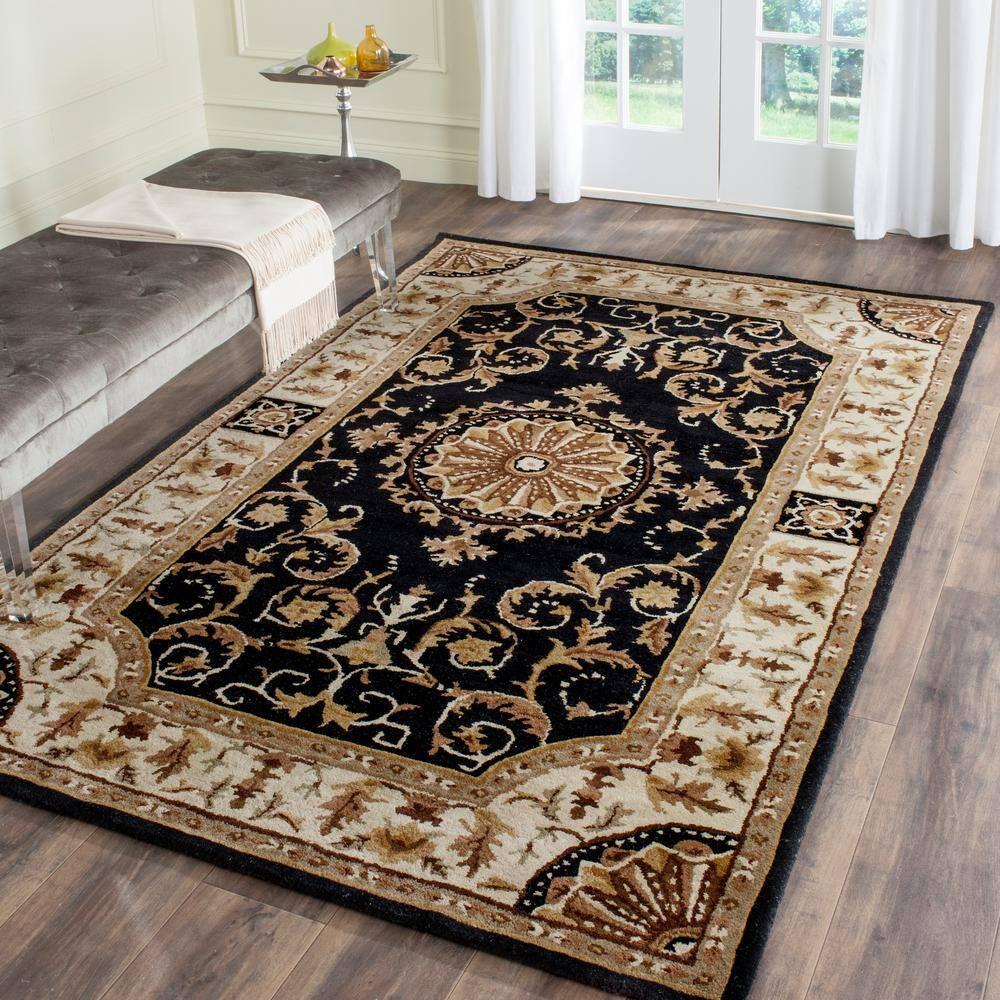 SAFAVIEH Empire Naira Oriental Wool Area Rug, Black/Ivory, 4' x 6'
