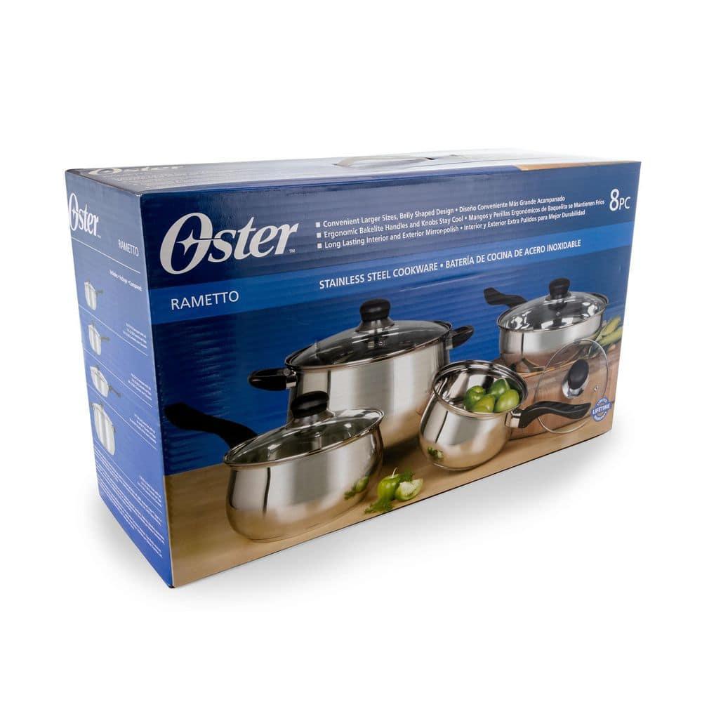 Rametto 8-Piece Stainless Steel Kitchen Cookware Set with Glass Lids