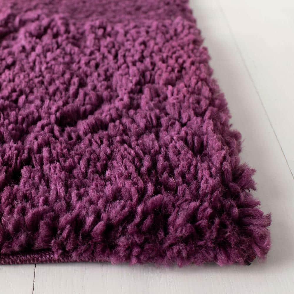 SAFAVIEH August Carlene Solid Plush Shag Area Rug, Purple, 6'7" x 6'7" Square