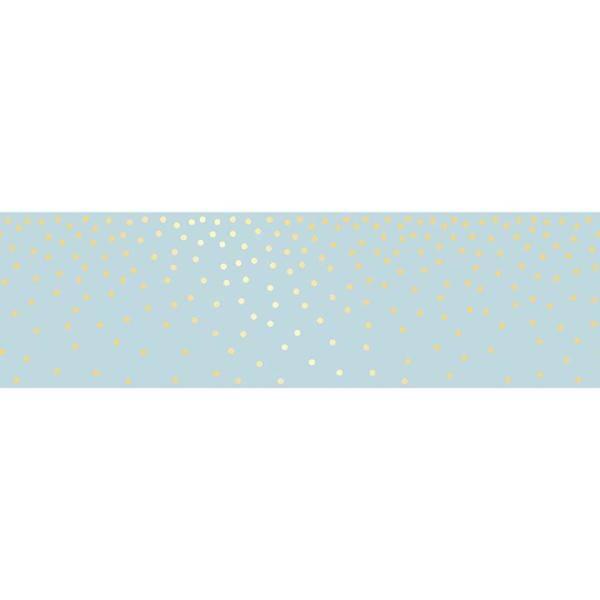 Tempaper Kids' Falling Dots Self-Adhesive Removable Borders Wallpaper Blue/Metallic Gold: Vinyl, Peelable, Washable