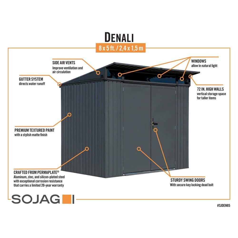 Arrow Sojag 5 ft. W x 8 ft. D Metal Vertical Storage Shed