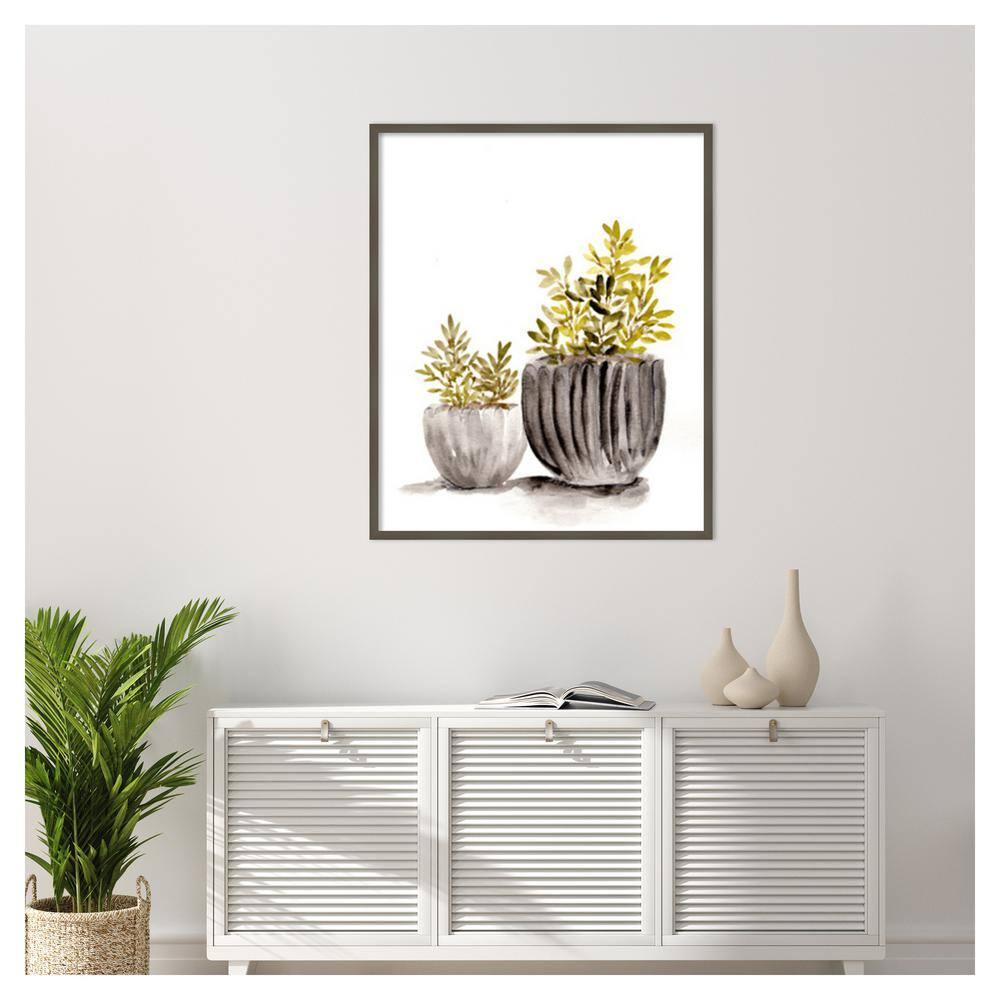 Amanti Art 34"x41" Gray Potted Plants by Marcy Chapman Wood Framed Wall Art Print