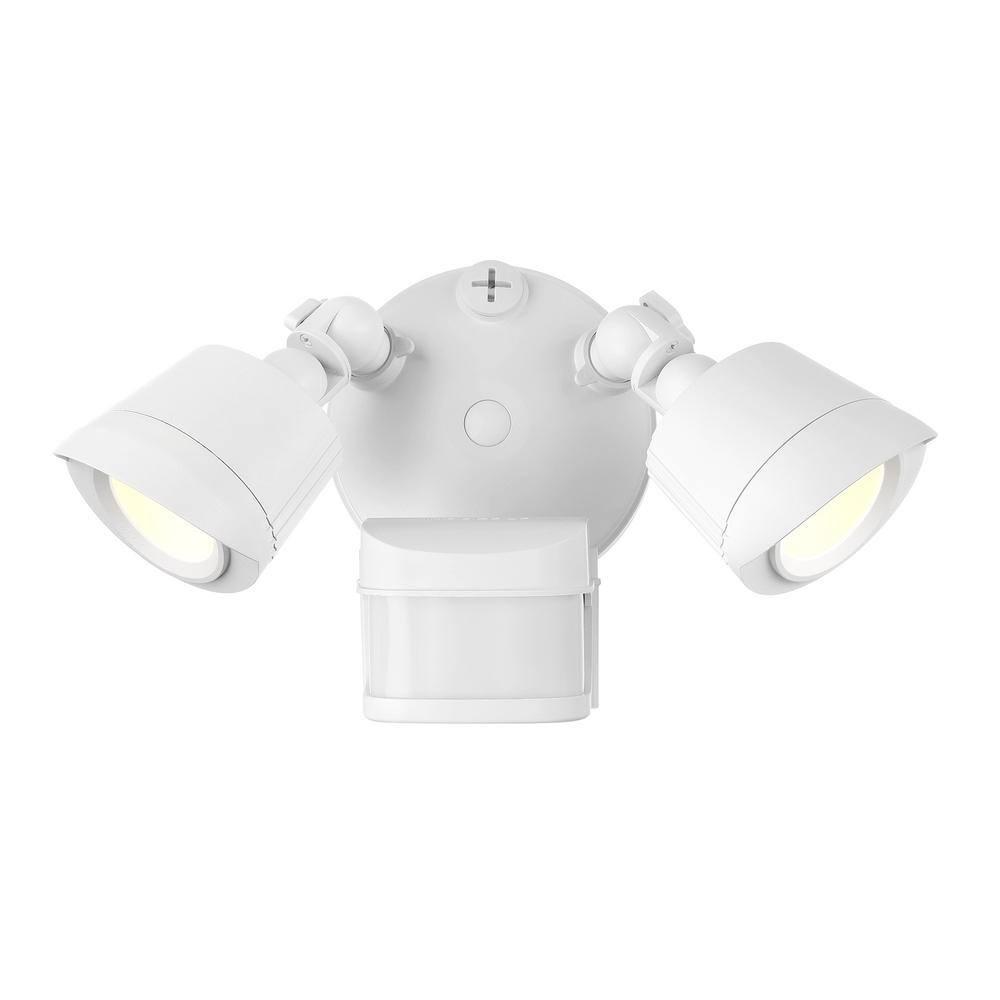 120 Watt 2 - Head LED Hardwired Dusk to Dawn Outdoor Security Flood Light with Motion Sensor