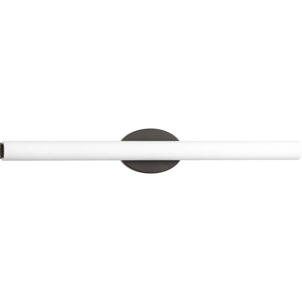 Progress Lighting Parallel Collection 1-Light LED Bath Vanity Fixture, Architectural Bronze, Tubular Opal Glass Shade